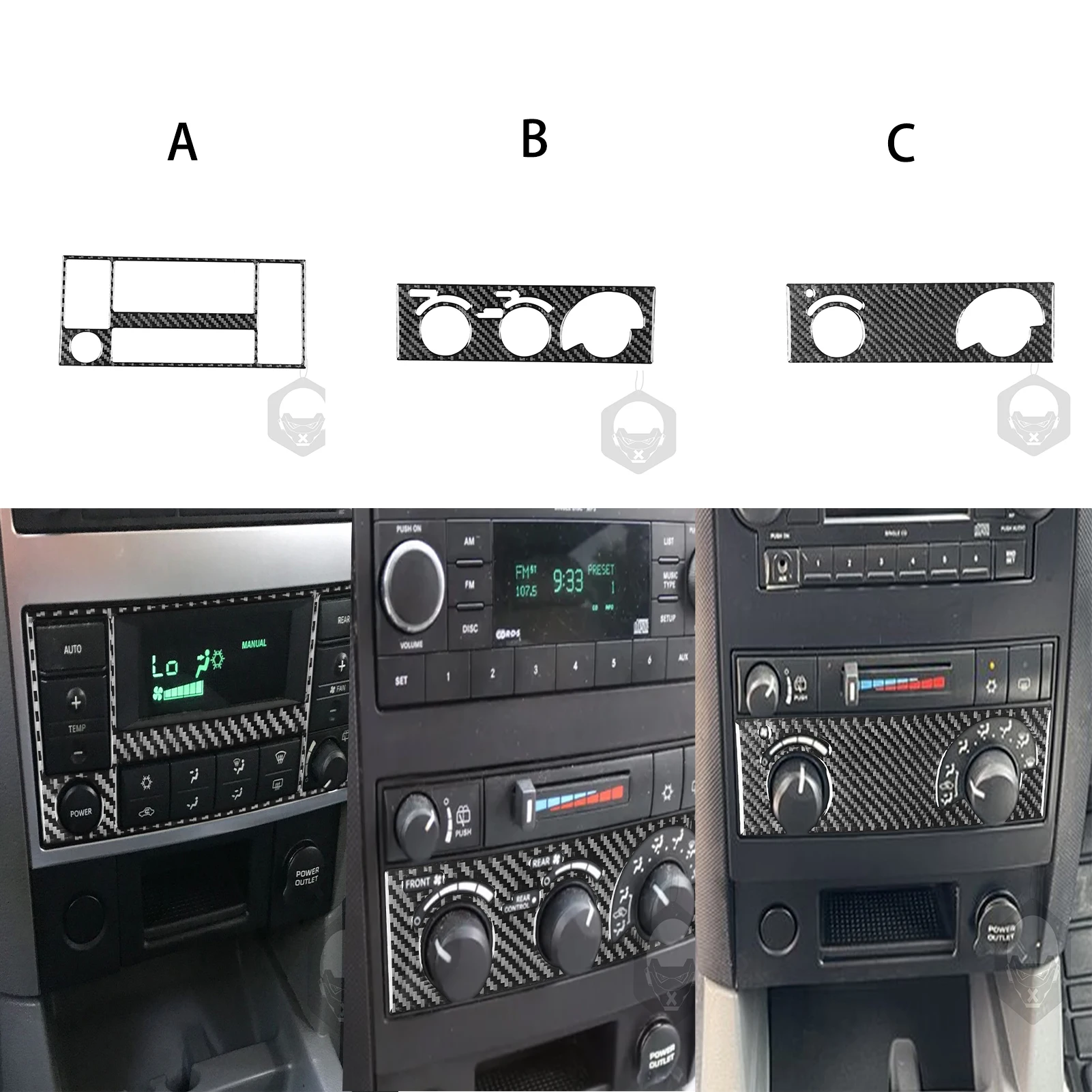 

For Dodge Durango 2004, 2005, 2006, 2007 Carbon Fiber Car Interior Air Conditioning Control Panel Trim Accessories Sticker