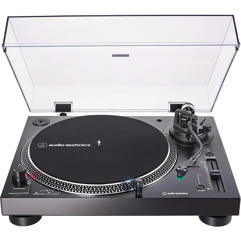 Direct-Drive Turntable, Fully Manual, Hi-Fi, 3 Speed, Convert Vinyl to Digital, Anti-Skate and Variable Pitch Control Black