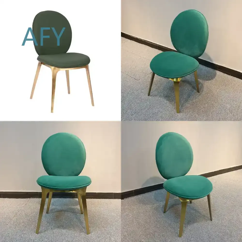 Designer Creative Dining Chair with Leather Fabric Upholstery and Stainless Steel Gold-Plated Frame for Modern Minimalist