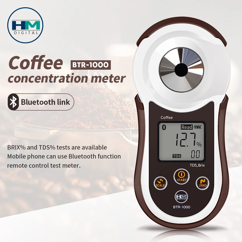 Bluetooth Coffee Brix Refractometer Digital Coffee Meter Smart Coffee Concentration Densitometer 0-26% Brix 0-23% TDS Meter