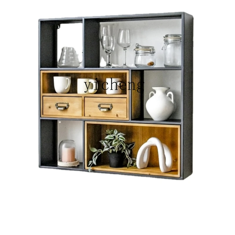 

Xl Wrought Iron Wall Storage Creative Wall Bookshelf and Storage Shelf Wine