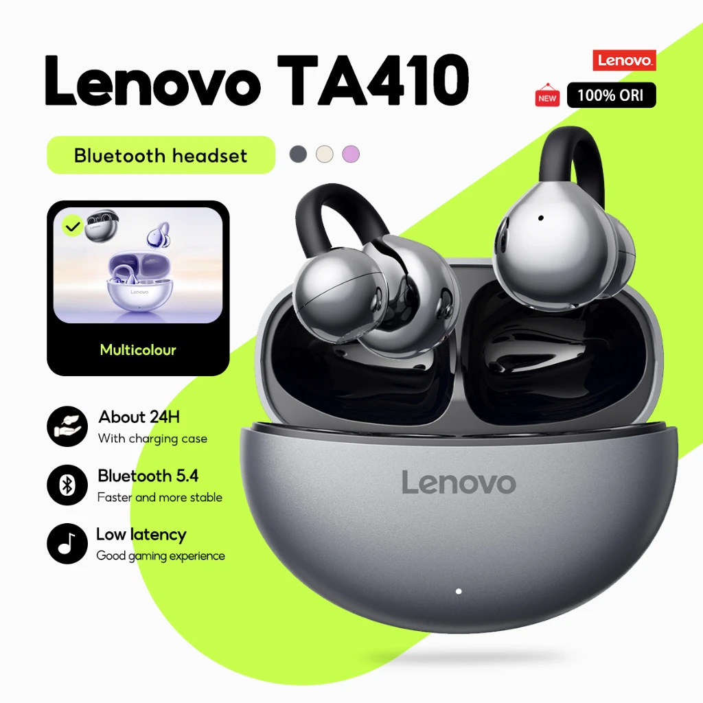 

Наушники Lenovo TA410 Bluetooth 5.4 TWS Зажим для ушей | Сенсорное управление, длинная батарея с микрофоном