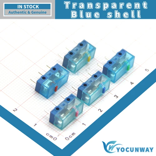 Imagen 1 del producto Nuevo Microinterruptor HUANO auténtico, carcasa transparente, rosa, azul, amarillo, rojo, punto verde, 80 millones de vida útil para ratón de ordenador
