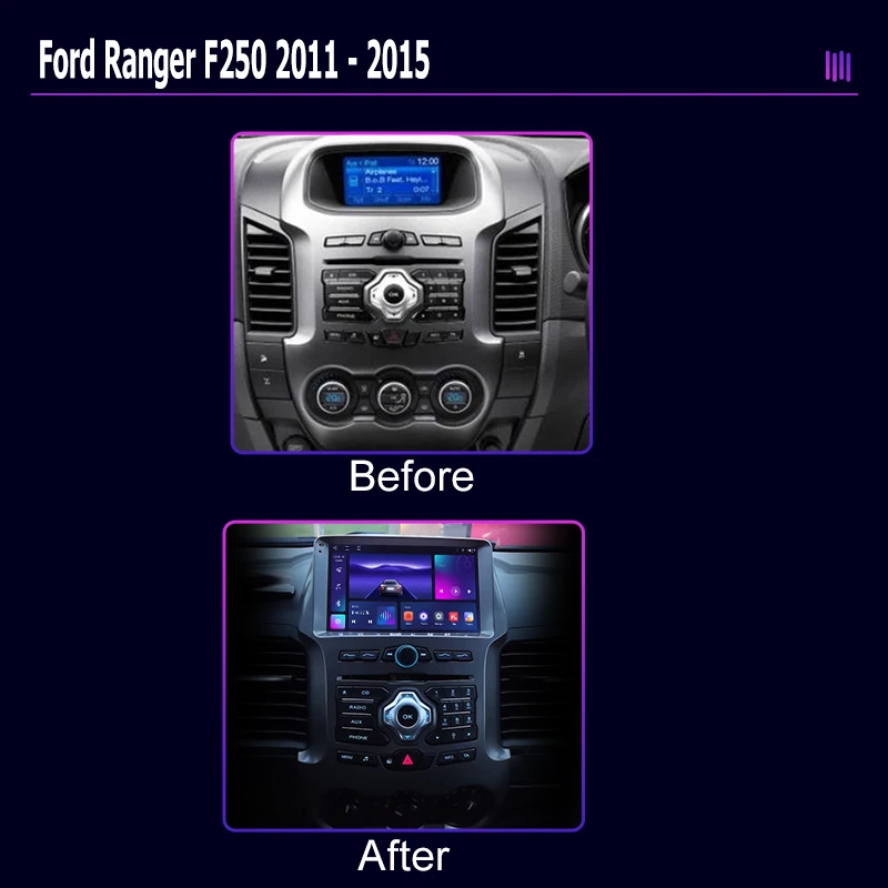 roadivox Android Car Radio for Ford Ranger F250 2011-2015 GPS Navigation Video Stereo Screen Multimedia Player Recorder Carplay