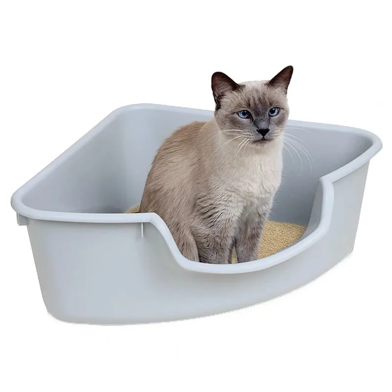 

Cat litter box oversized open cat toilet corner splash-proof