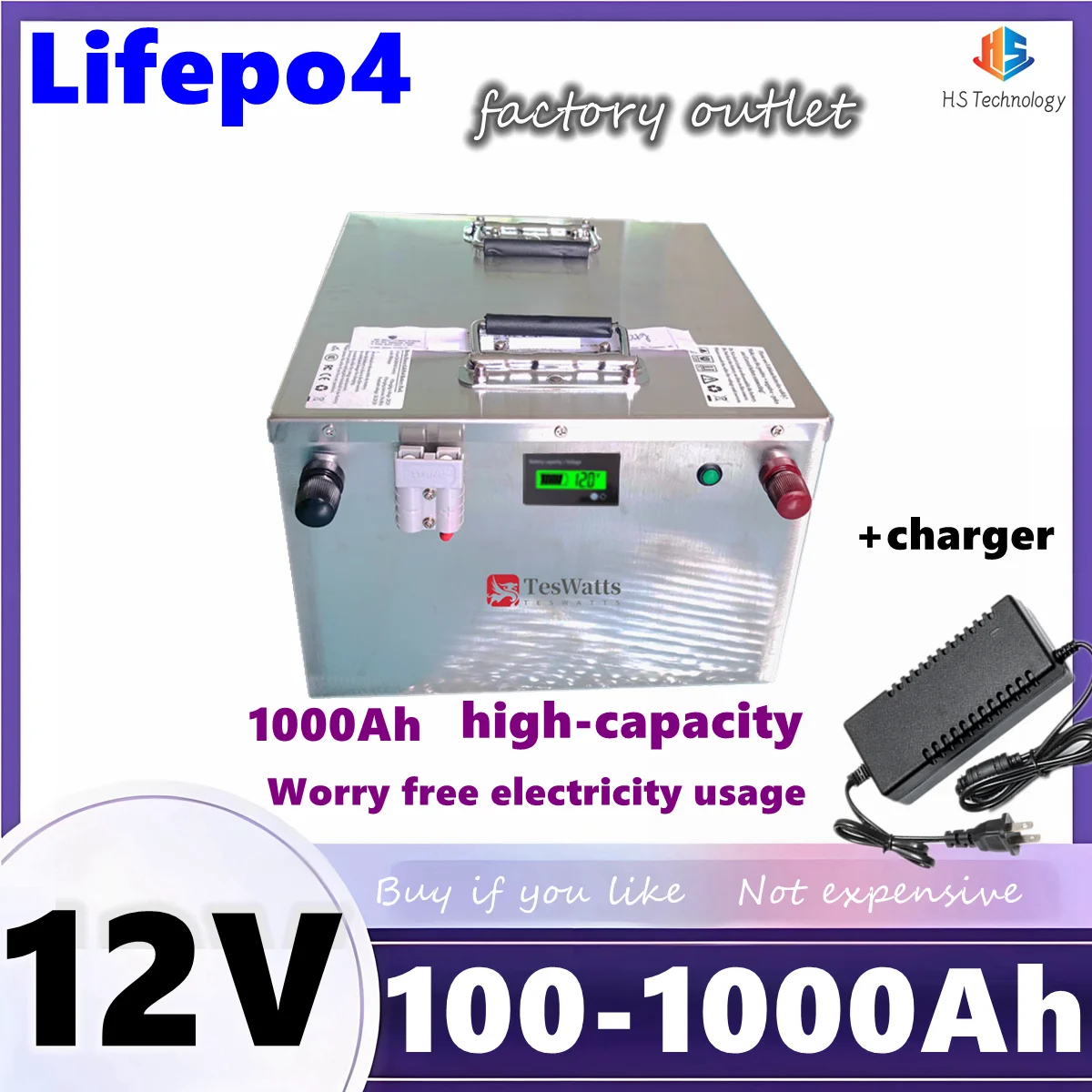 12V 100Ah 200Ah 250Ah 300Ah 350Ah 400Ah 500Ah 600Ah 700Ah 800Ah 900Ah 1000Lifepo4 Battery for RV Motorhome Solar System Inverter