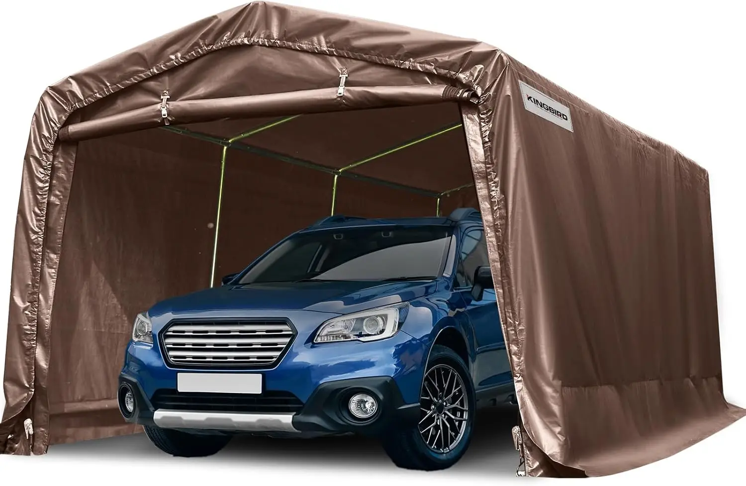 10' X 15' Heavy Duty Anti-Snow Carport Canopy Car Canopy Car Port Garage Outdoor  Garage With Reinforced Ground Bars-Brown