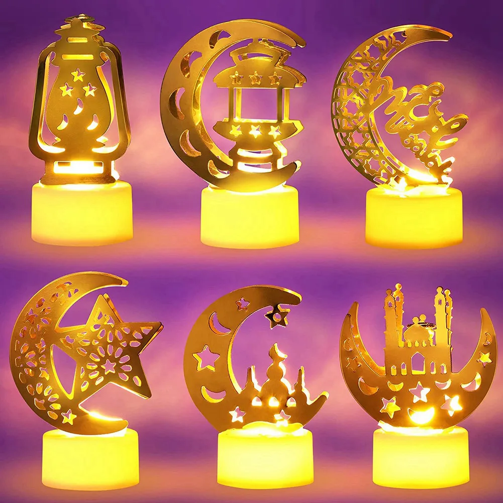 Ramadan Lights Decorations 6 Pack Eid Mubarak LED Candle Lights