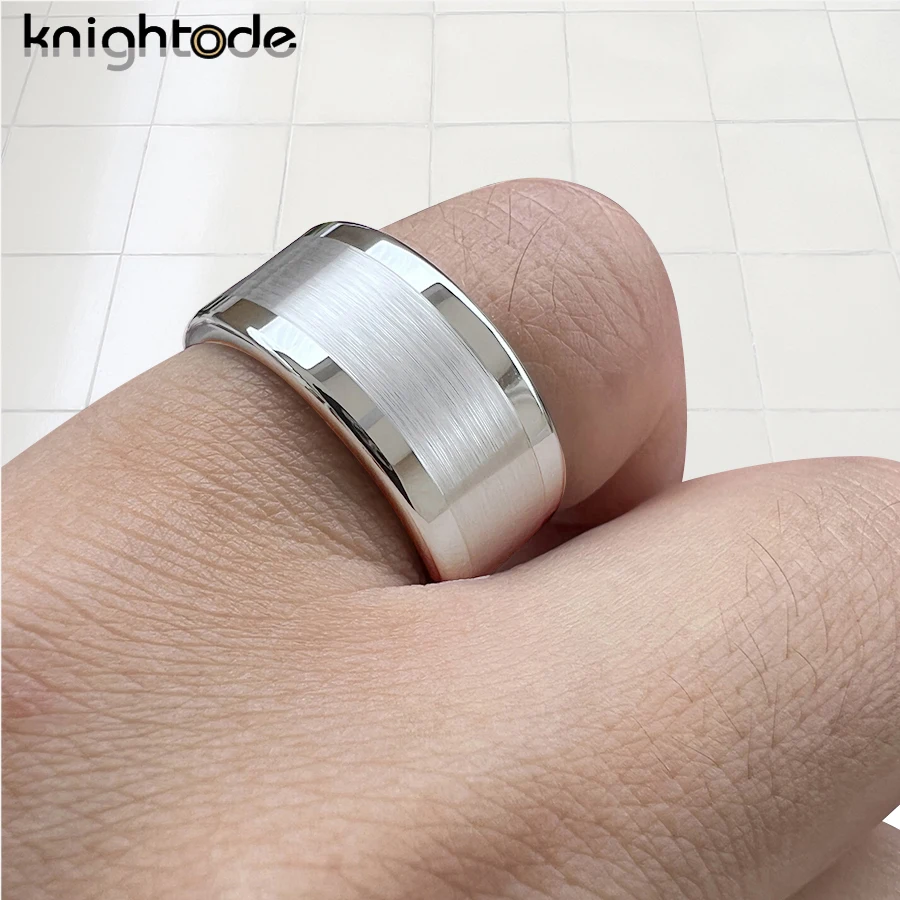 10mm 12mm Mens Tungsten Carbide Thumb Ring For Women Wedding Band Party Flat Center Brushed Finish Comfort Fit