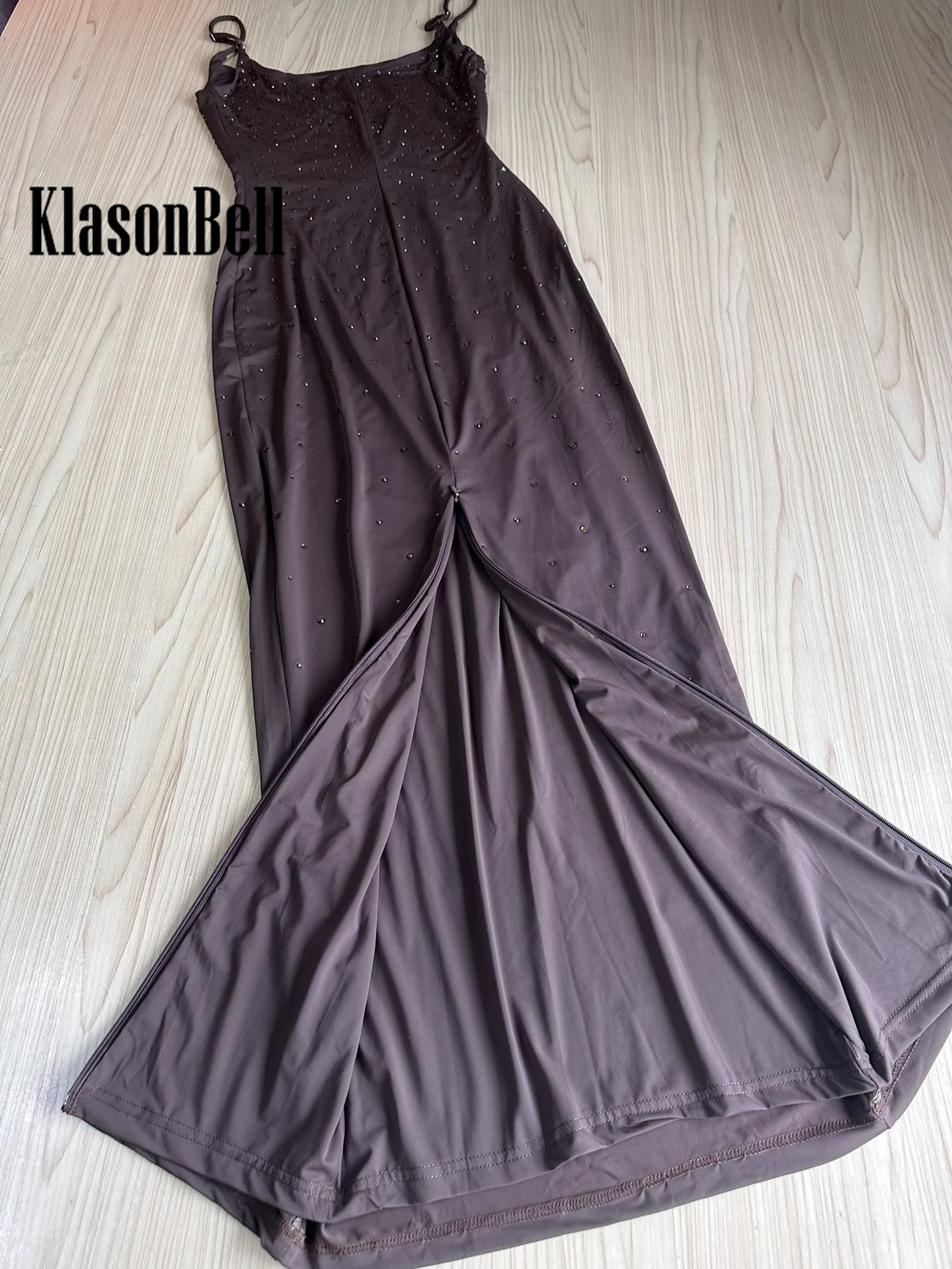 5.20 KlasonBell Sexy Flash Diamond Black Halter Womens Dresses y2k Spice Girl Style Slim Package Hip Temperament Long Dress