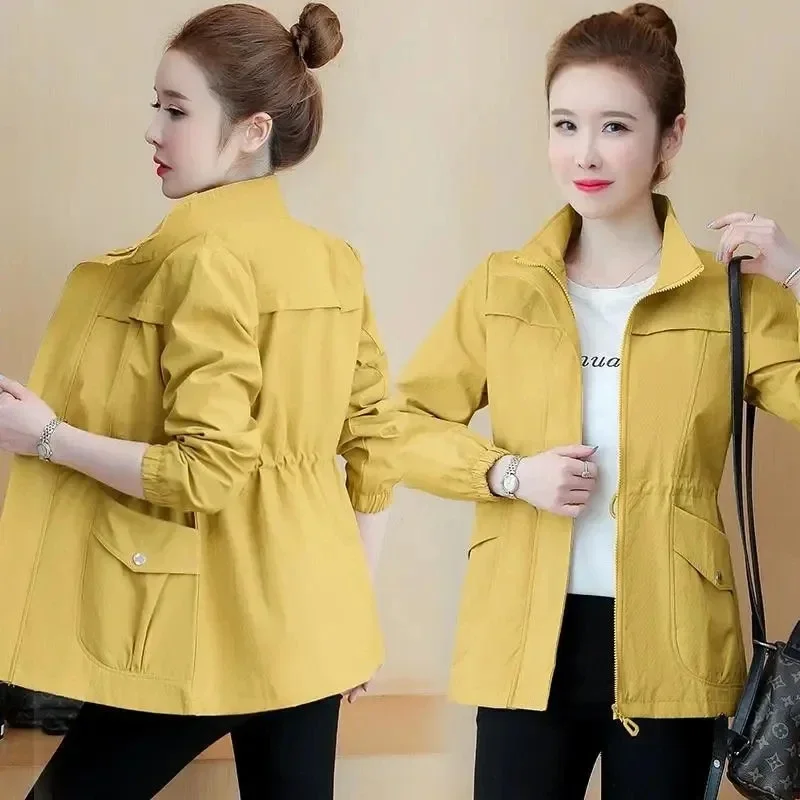 

New Spring Autumn Women Trench Coat Korean Short Ladies Solid Lining Windbreaker Female Basic Coat Outwear Gabardina Mujer C08