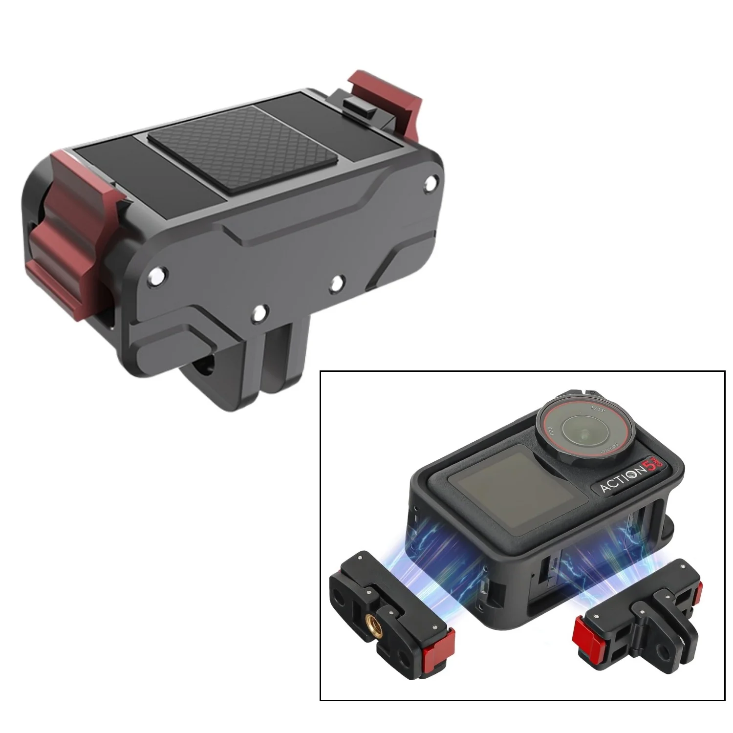 

Magnetic Quick Release Adapter Mount Expansion Base Bracket with 1/4” Thread for DJI Osmo Action 5 Pro/4/3 Camera Accessories