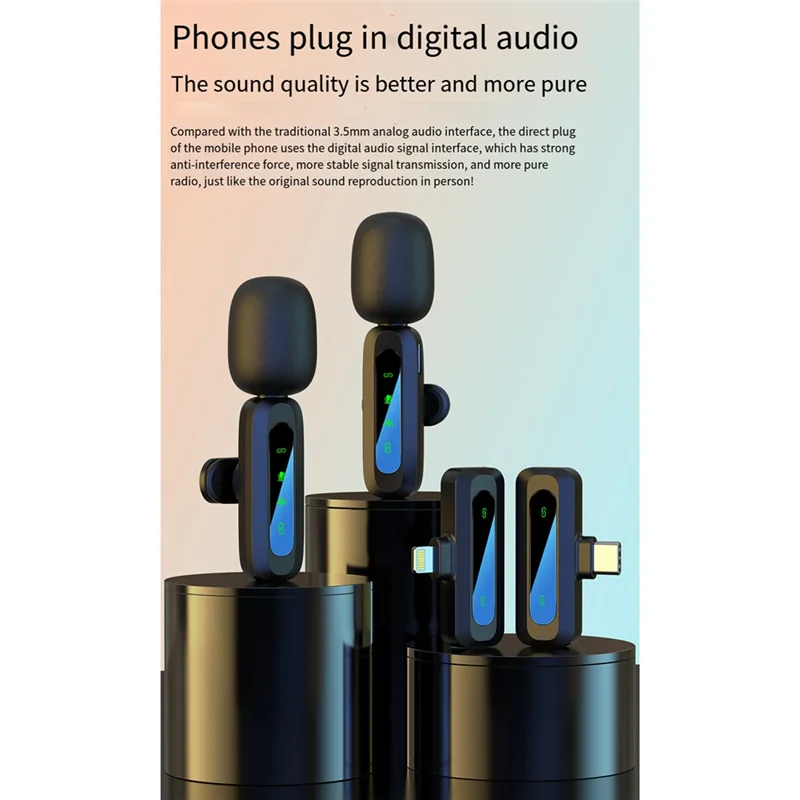 Lavalier Wireless Microphone, Portable Audio Recording Noise Reduction Microphone, For Mobile Phones/Computers/Tablets Durable-A