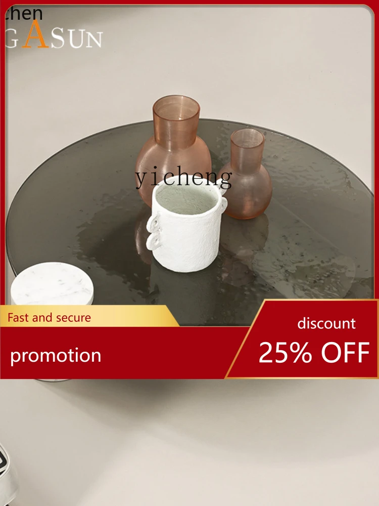 

YFY Glass Tea Table Combination Creative Nordic Marble round Tea Table