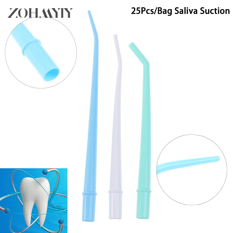 25 pcs Dental Disposable Elbow Saliva Ejector Suction Tube Surgical Aspirator