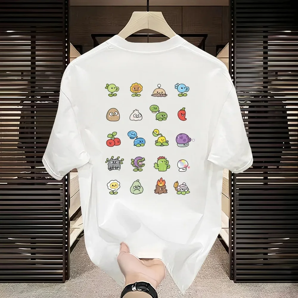 

Американская высококачественная легкая роскошная мужская футболка с короткими рукавами из чистого хлопка, летняя свободная и универсальная футболка с круглым вырезом и мультяшным принтом