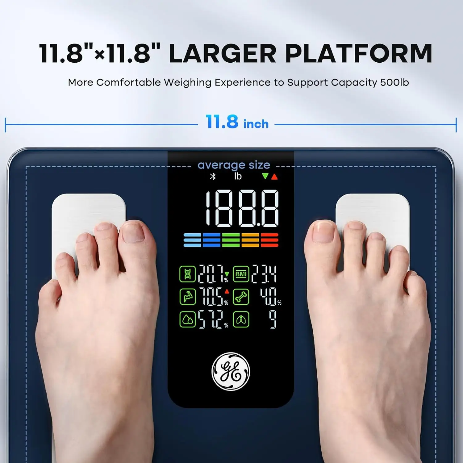 Smart Body Scale with 14 Health Metrics, Bluetooth App Sync, Large Platform for Accurate Weight Tracking
