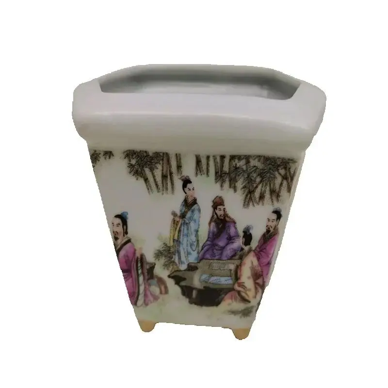 China Porcelain Flower Pot Pink  The Seven Sages of the Bamboo Grove Patterned Indoor Outdoor Plant Pot