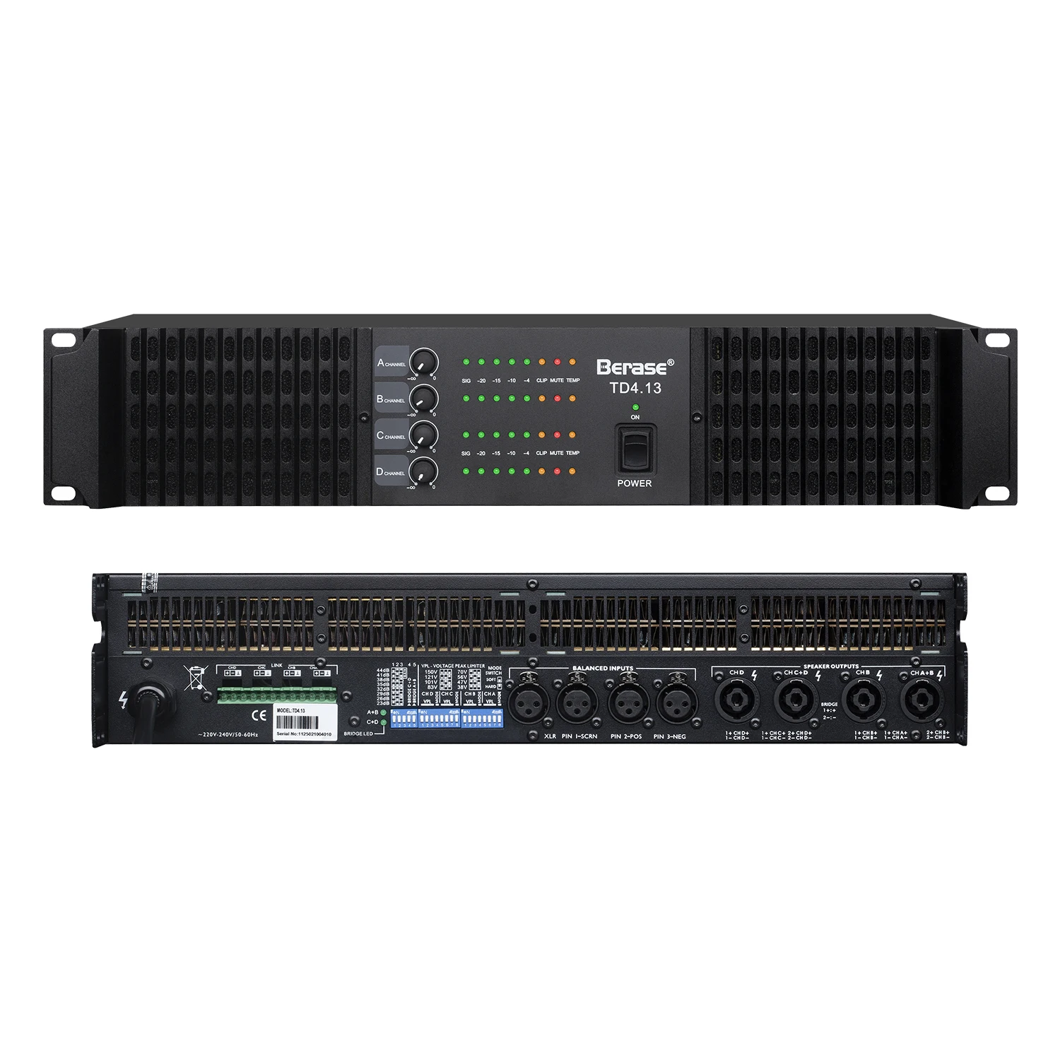 1300W High Power 4 Channel Amplifier for Line Array Speakers Professional Stage Audio Equipment