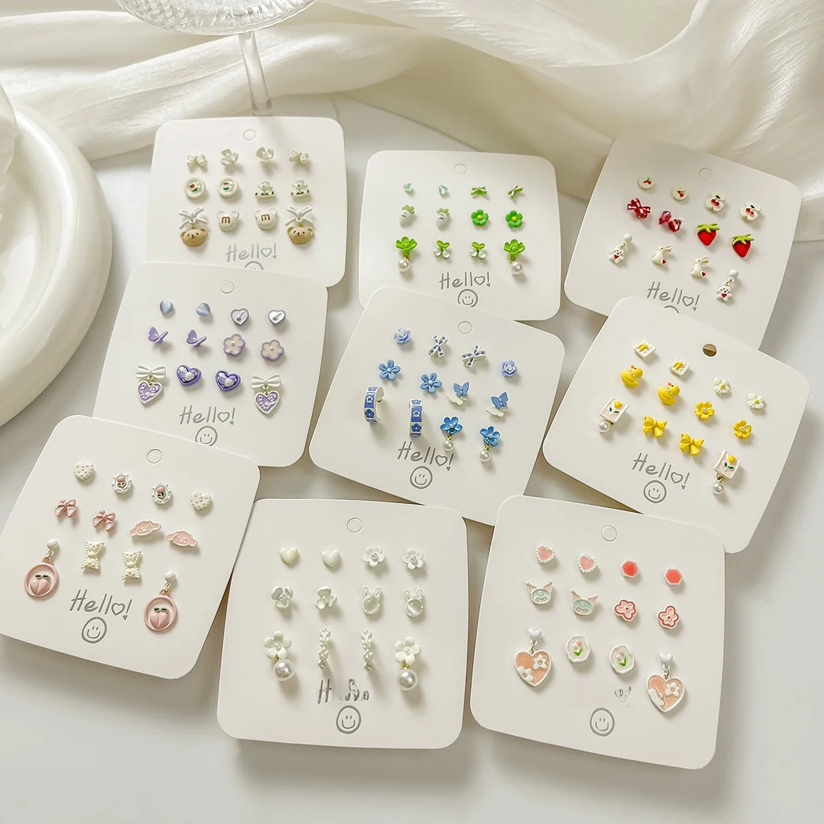 

S925 Pure Silver Earring Set for Women Trendy Small Stud Earrings Versatile Daily Wear Suitable for Students Faionable Jewelry