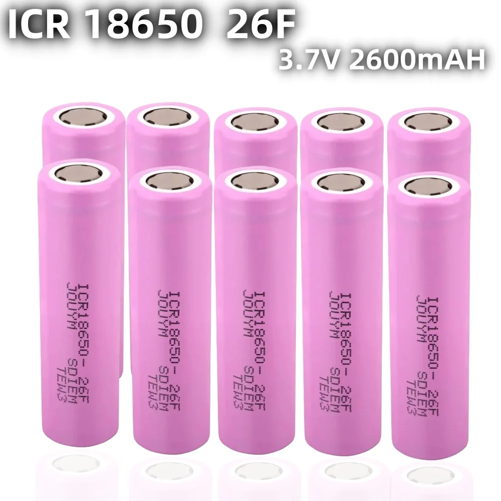 Original 18650 3.7V 2600mAh rechargeable li-ion Battery For ICR18650 26F 2600mAH batteries