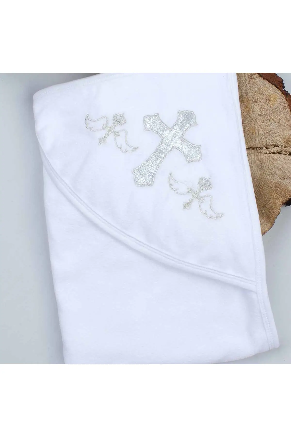 White Baptism Boy Girl Newborn Crucifix Hooded Drying Towel Rebirth Religious Ceremony Towel Babies Spiritual The Church