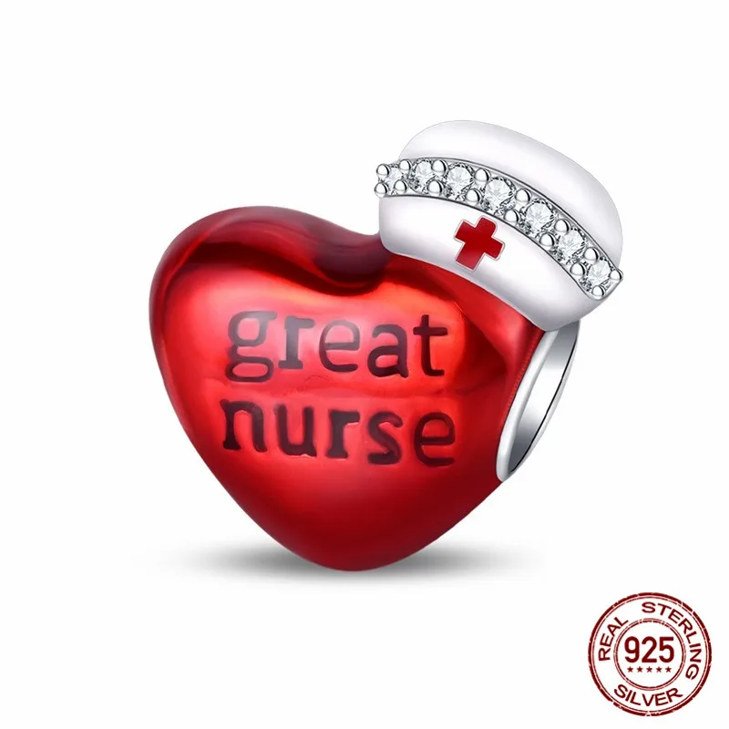 

925 Sterling Silver Red Heart Pendant Bead Inlaid with Zircon Paired with an Original Bracelet DIY Womens Jewelry