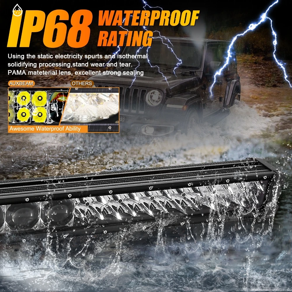 AUXBEAM 12-32 inch LED Work Light Bar with Wire Harness Kit 270W 33000lm High Brightness for SUV ATV UTV Trucks 5D-PRO Series