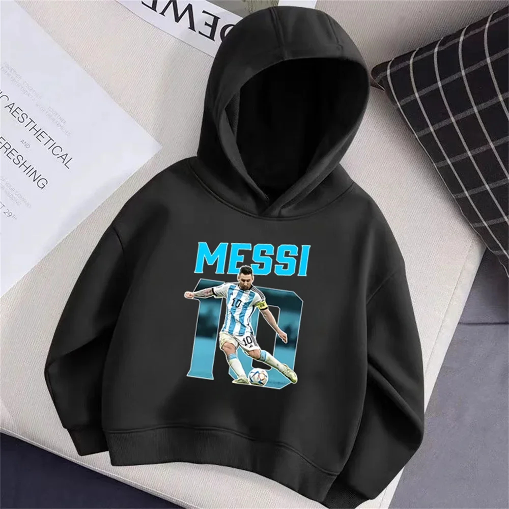 Boys and Girls Hooded Sweatshirts, Cartoon, Anime, Football Star Printed Streetwear, Fashionable Tops, Children's Gifts