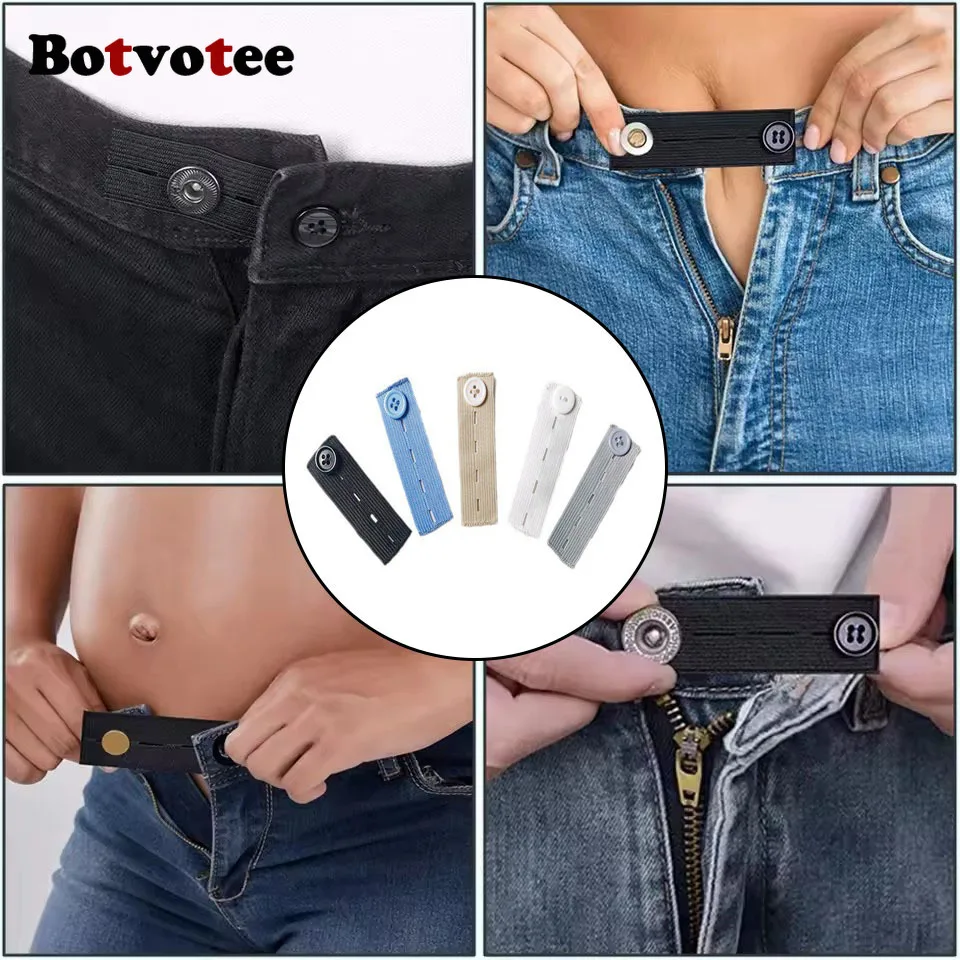 5pcs Pant Extender Belt Unisex Waist Band Tight Trousers Jeans Skirts Maternity Button Hooks Garment DIY Sewing Supplies