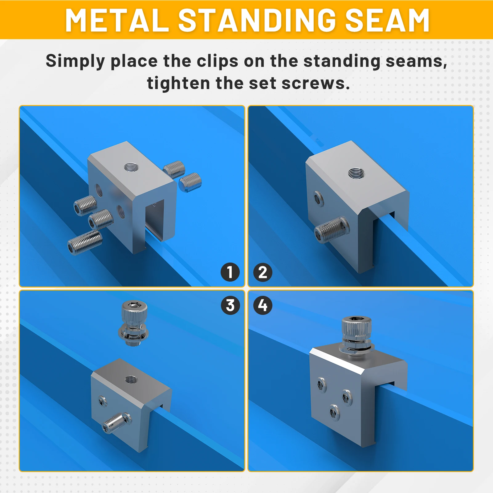 8 Units Roof Clamp for Standing Metal Roof Standing Seam Roof Clamp for Heat Cable, On-grid System Installation