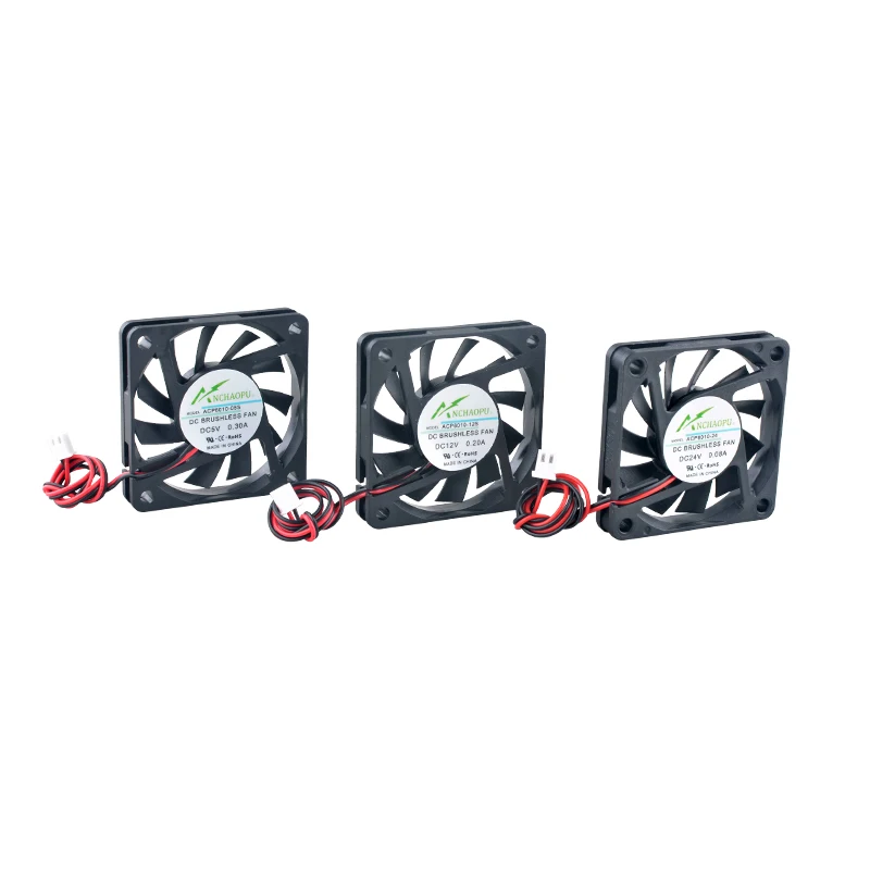 

（5pcs）Ultra Thin ACP6010 6cm 60mm Axial Flow Fan 2-Pin Cooling Fan for Charger Power Supply DC5V 12V 24V 60x60x10mm
