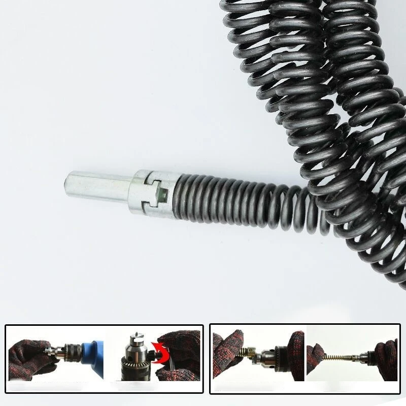 1-10M Electric Drill Pipe Dredging Tool Spring Pipe Sewer Pipe Unblocker Bathroom Kitchen Drain Cleaner Sink Clogged Remover