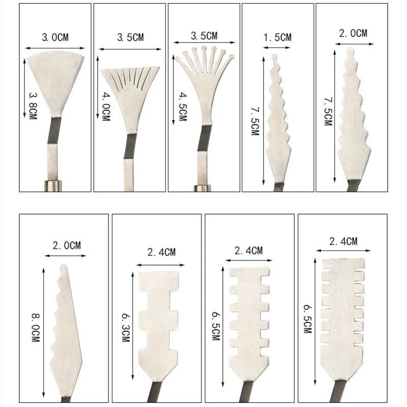 9 Pcs Bloem Art Schraper Textuur Mes Art Paletmes Speciale-Vormige Schraper Olieverf Acryl Verf Tool Voor art Studenten