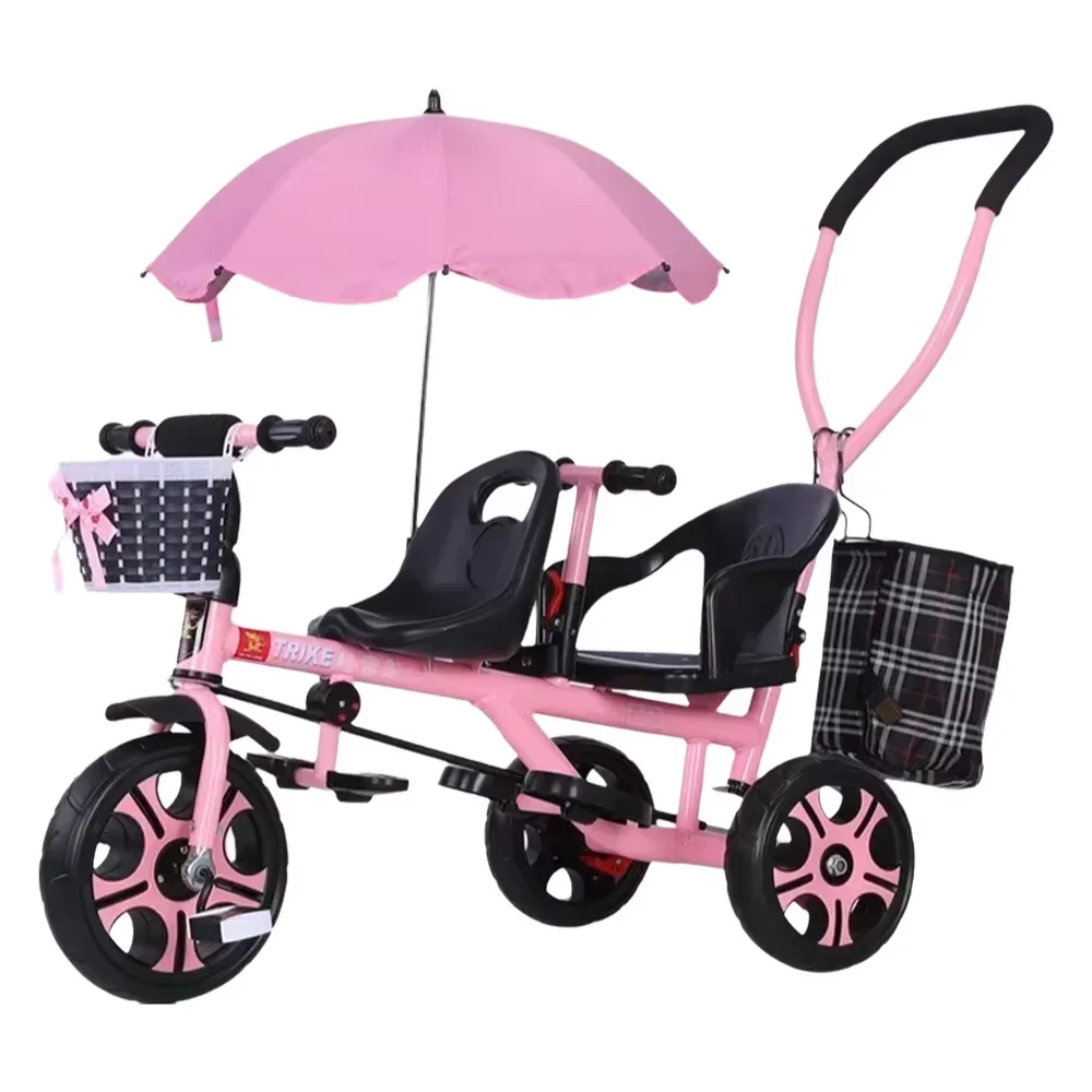 Children's Twin Handcart Lightweight Baby Stroller Tricycle Two Person Baby Bicycle for Kids