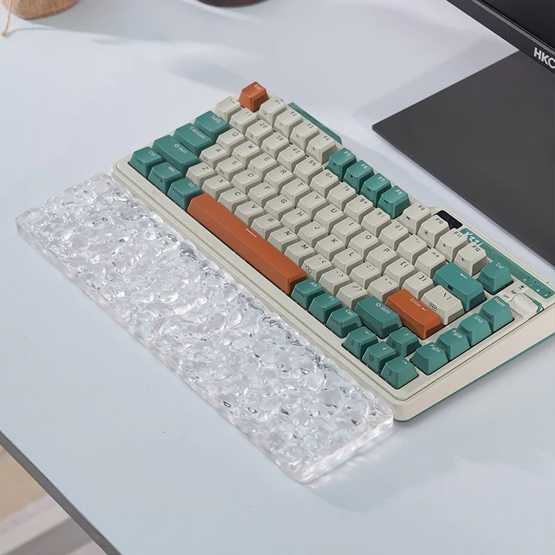 Reposabrazos de acrílico para teclado mecánico, almohadilla ergonómica con ondulación de agua personalizada, reposamuñecas transparente, 68/87/104