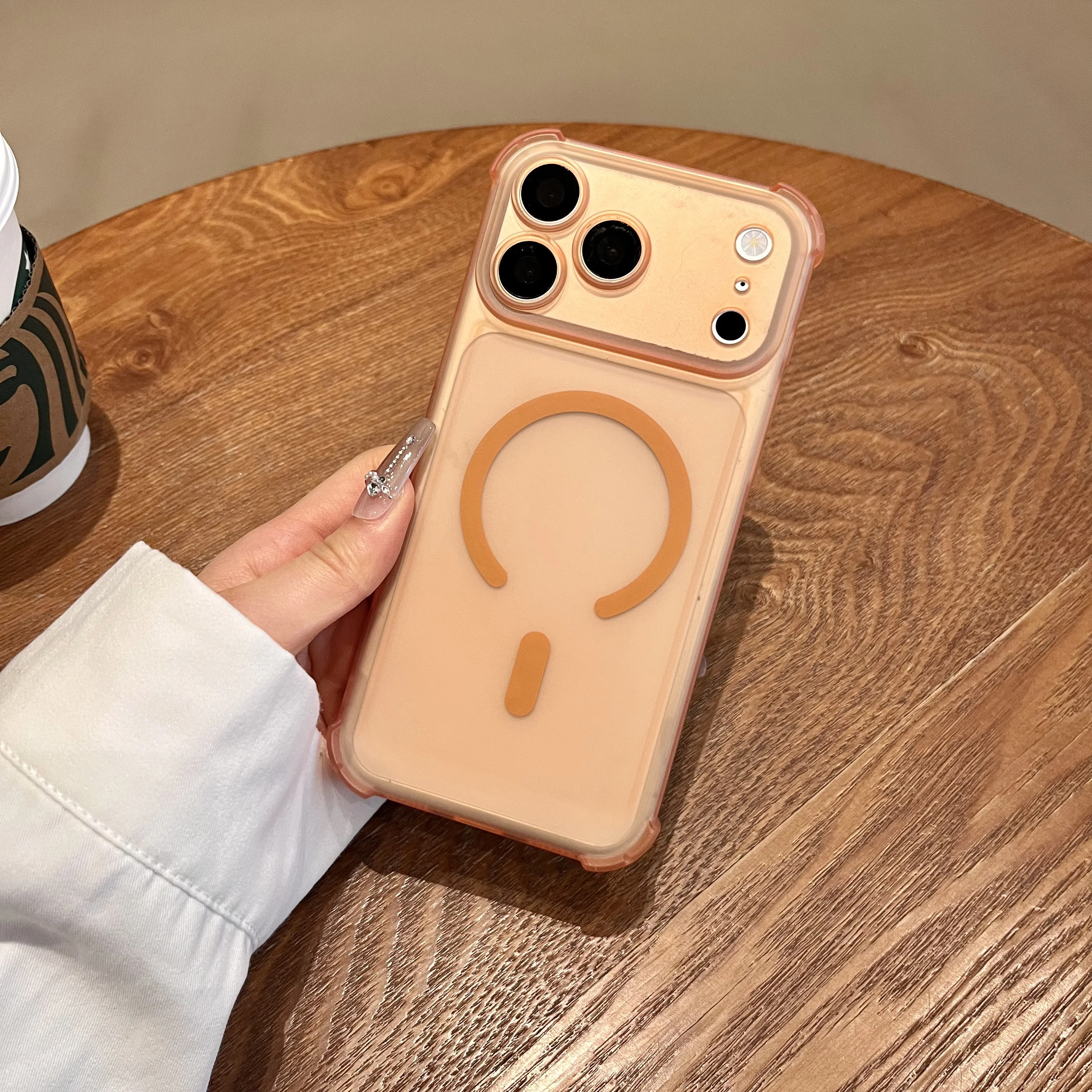 

For iphone 17 and 17 Pro Max Case Magnetic Wireless Charging Matte Translucent Soft Back Airbag Shockproof Bumper Cover