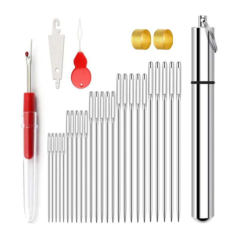 

30Pcs Big Eye Sewing Needles Kit Hand Sewing Tool Set with Storage Box Large Eye Blunt Needles DIY Clothes Craft Sewing Supplies