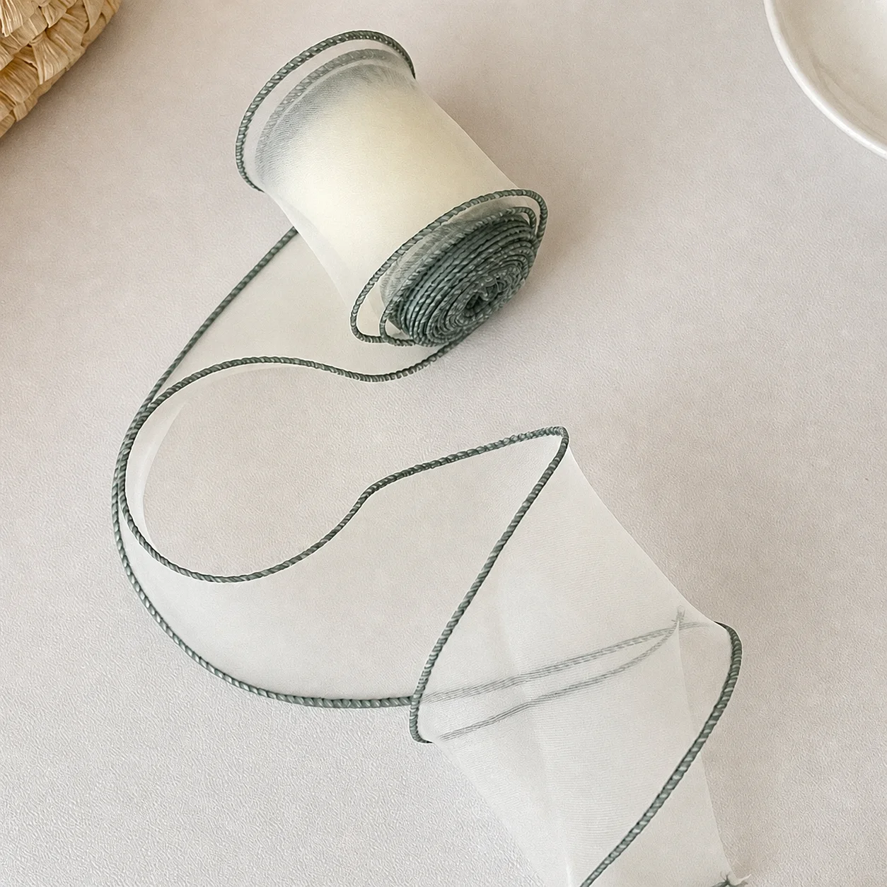 

Floral Arrangement Ribbon Sheer Tulle Ribbon Color-Edged Ribbon Lightweight For Diy Hair Accessories Wedding Arrangement Gift