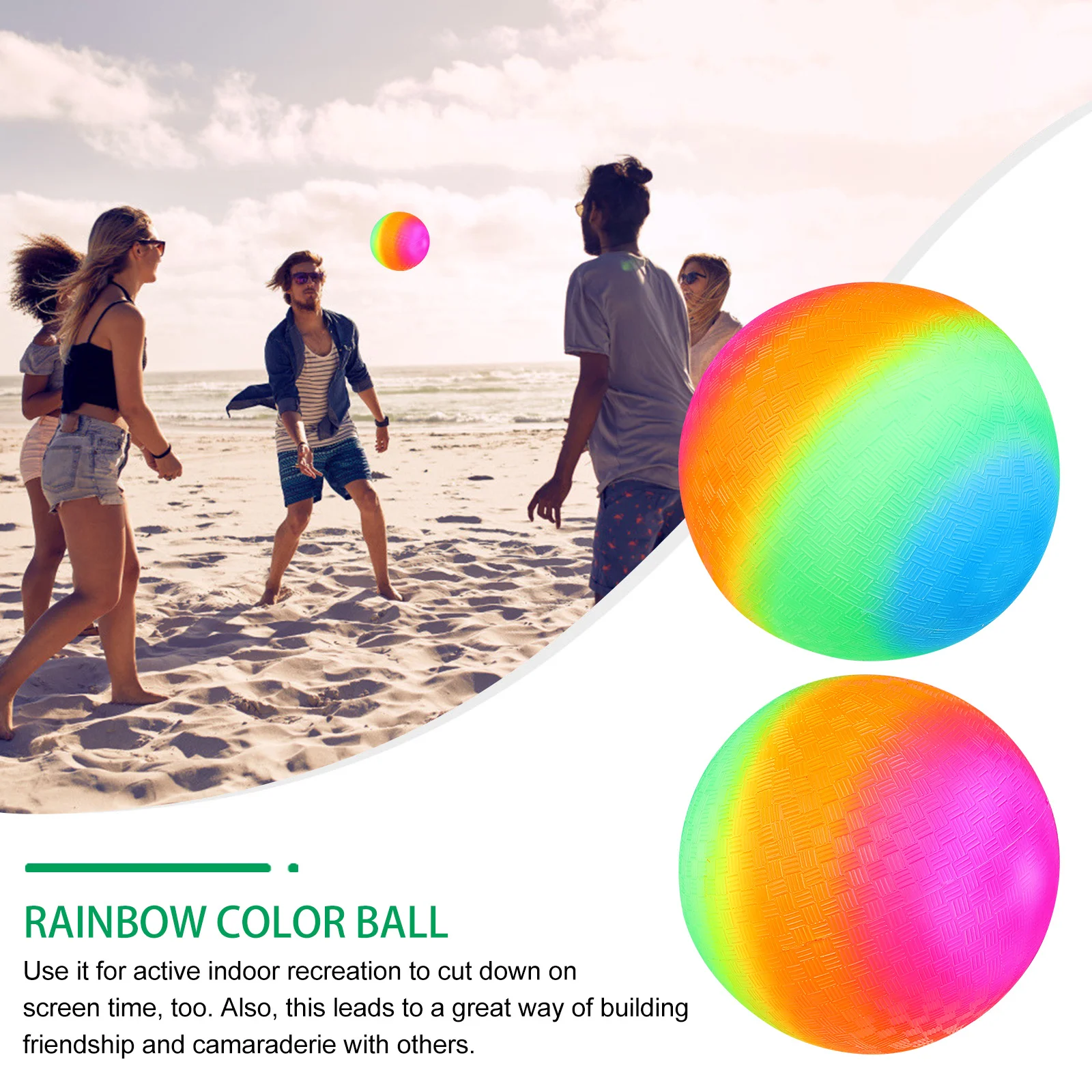2 Stuks 13Cm Pvc Speeltuin Bal Opblaasbare Outdoor Kids Bounce Speelbal Regenboog Kleur Voor Klapper Kickball Sport