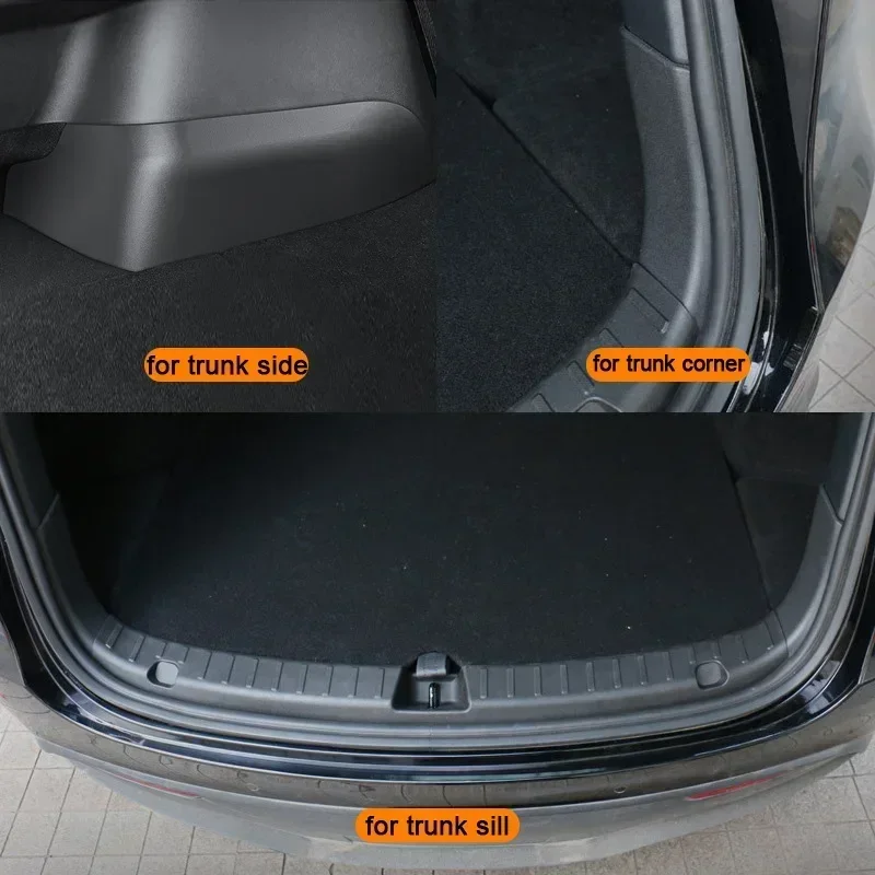 Trunk Side Guards for Tesla Model Y Berlin TPE Trunk Sides Suede Protection Pad Guard Trunk Sill Bar Car Accessories 2019-2024