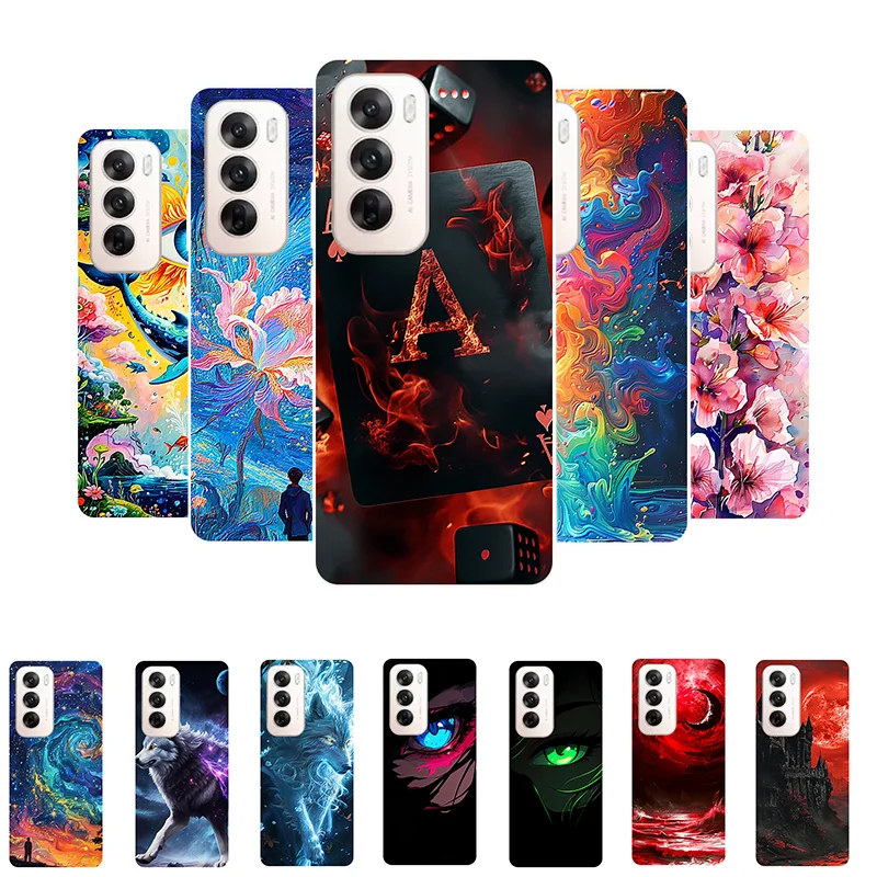 For OPPO Reno 12 Case Soft Silicone Poker Wolf Fashion Back Cover for OPPO Reno 12 Global 5G Cases Protective CPH2625 Reno12 TPU