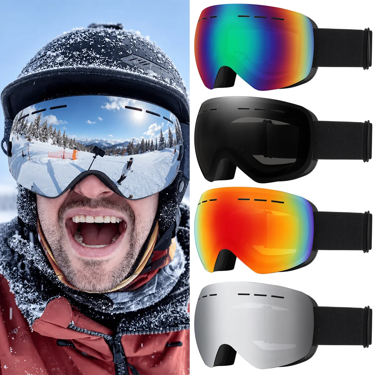 2026 New Ski Goggles Men Women Double Layers Anti-Fog Big Ski UV400 Glasses Protection Skiing Winter Snow Snowboard Goggles