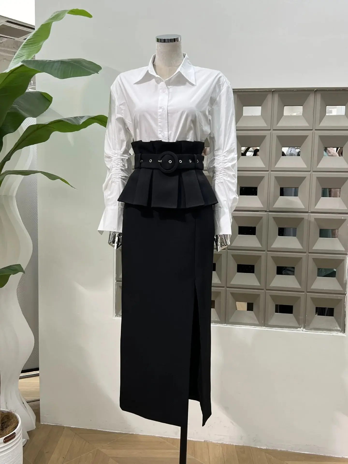 

New Women Formal Office Suit Set Two Piece Outfit Party Workwear Style Blazer Bodycon Pencil Skirt High Waist Button Down Shirt
