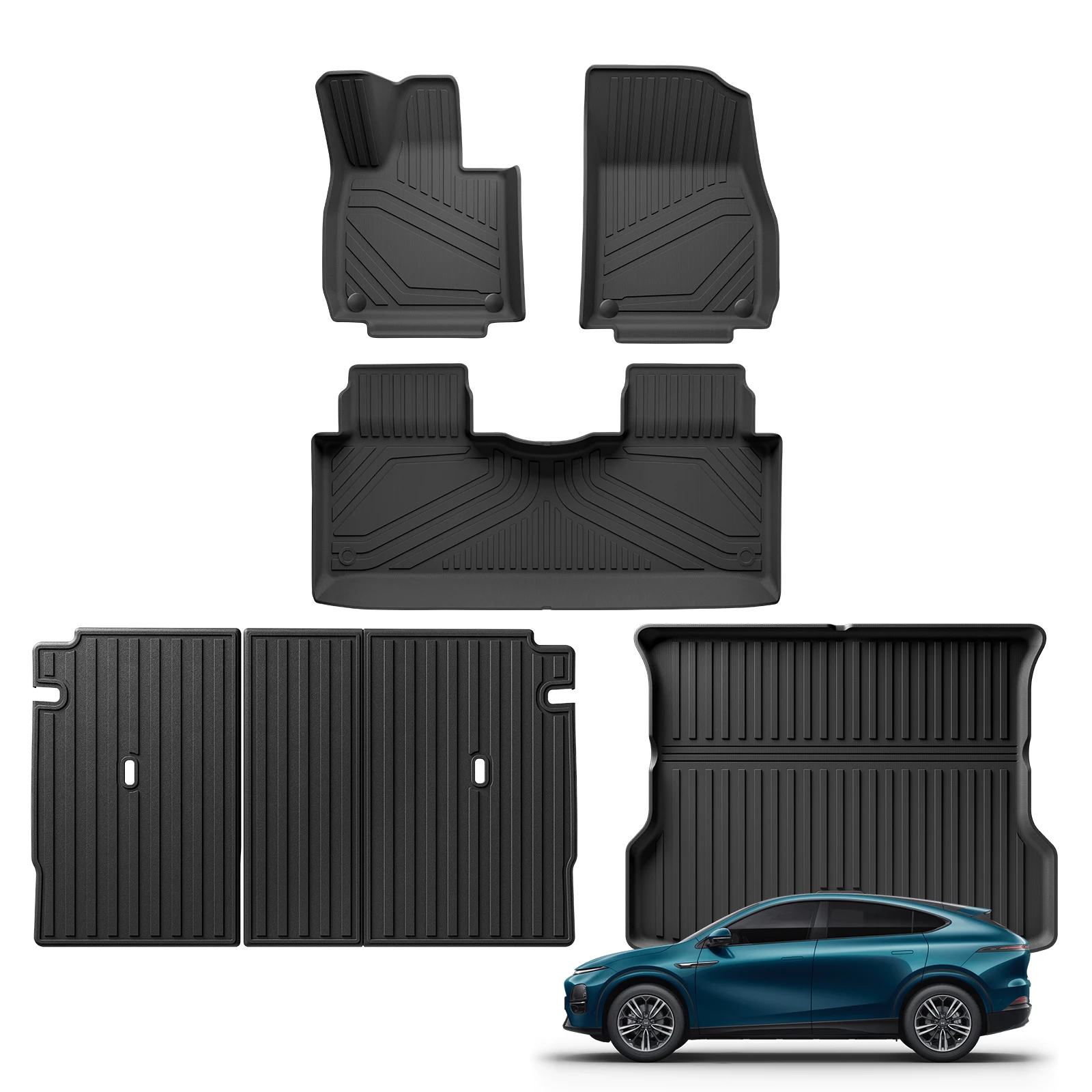 Xpeng G6 Car Floor Mats Forro de carga, Tronco Pad, TPE 3D Foot Mat, Conjunto de bandeja inodora impermeável, preto