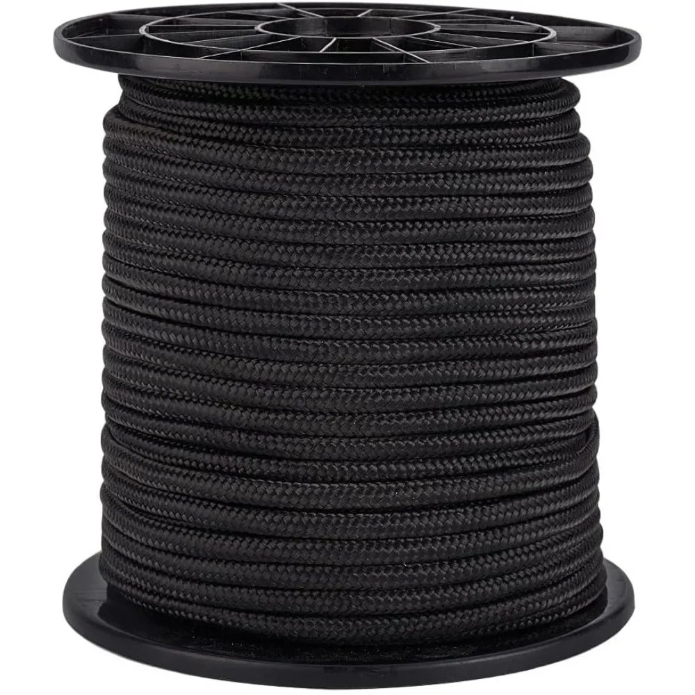 6mm Parachute Cord 54 Yards Nylon Rope Black Para Cord Blinds String Braided Lift Shade  Plant for Camping Clothsline