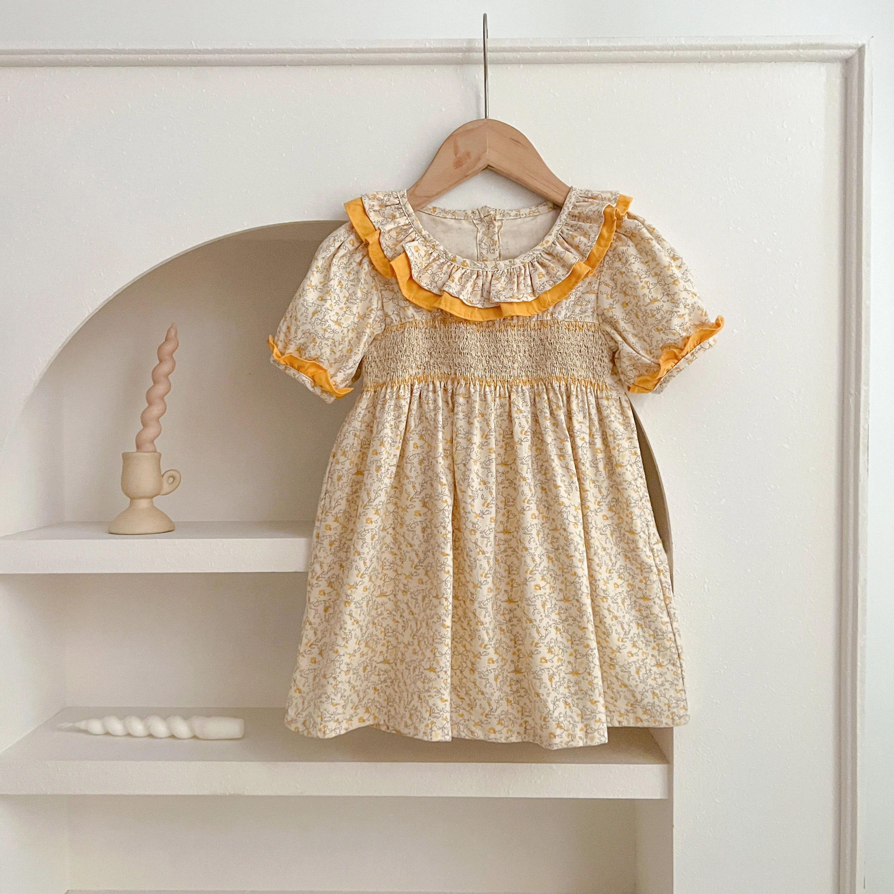 Sommer Baby Kleid Smocking Hand Stickerei Kleidung Kleinkind Mädchen Kleider Baumwolle Kinder Mädchen Puff Ärmel lässig weiches Mädchen Kleid ﻿ – Detail 11