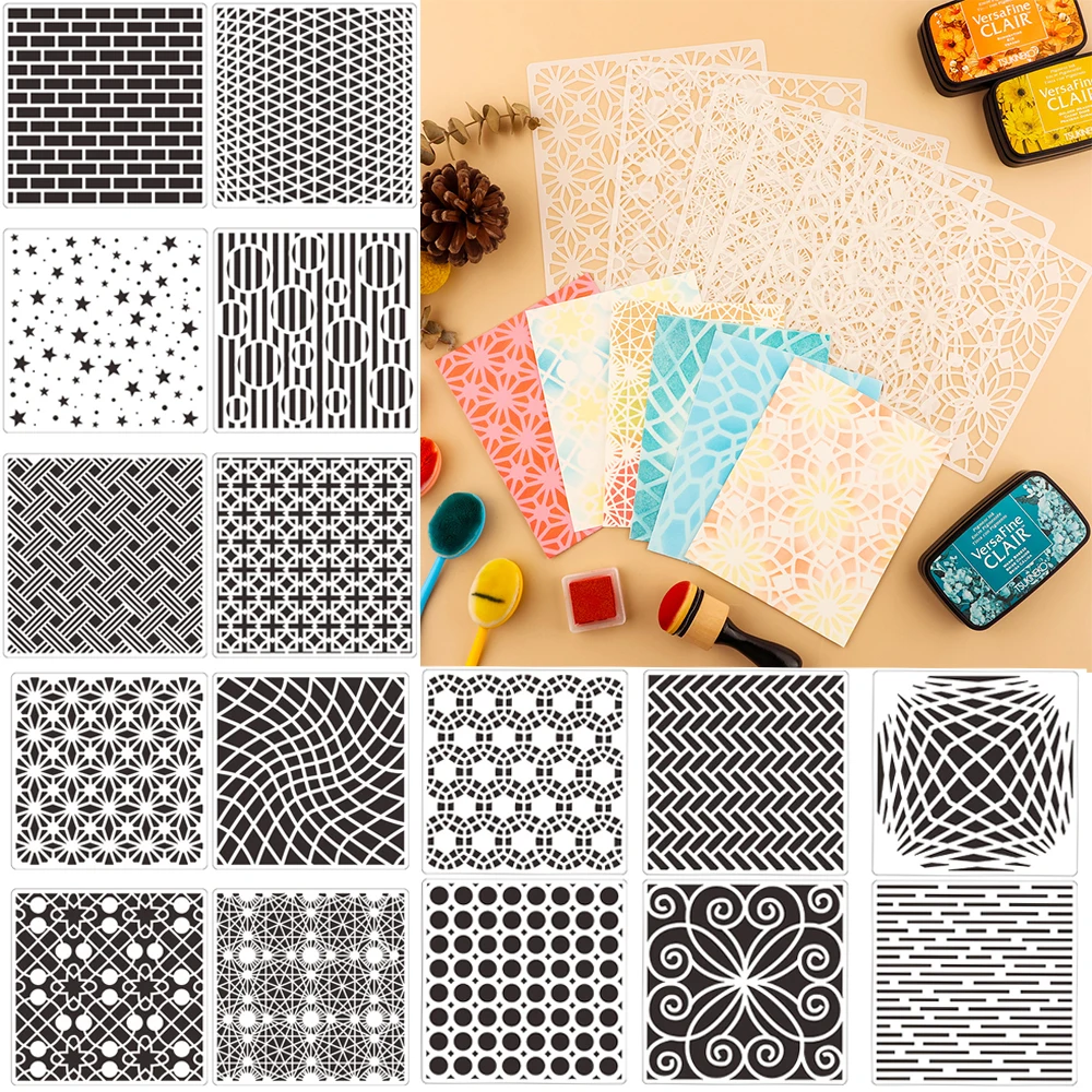 

12Pcs/set 6x6inch Bubble Dots Floral Layering Plastic Stencils for DIY Painting Scrapbook Coloring Embossing Decorative Template