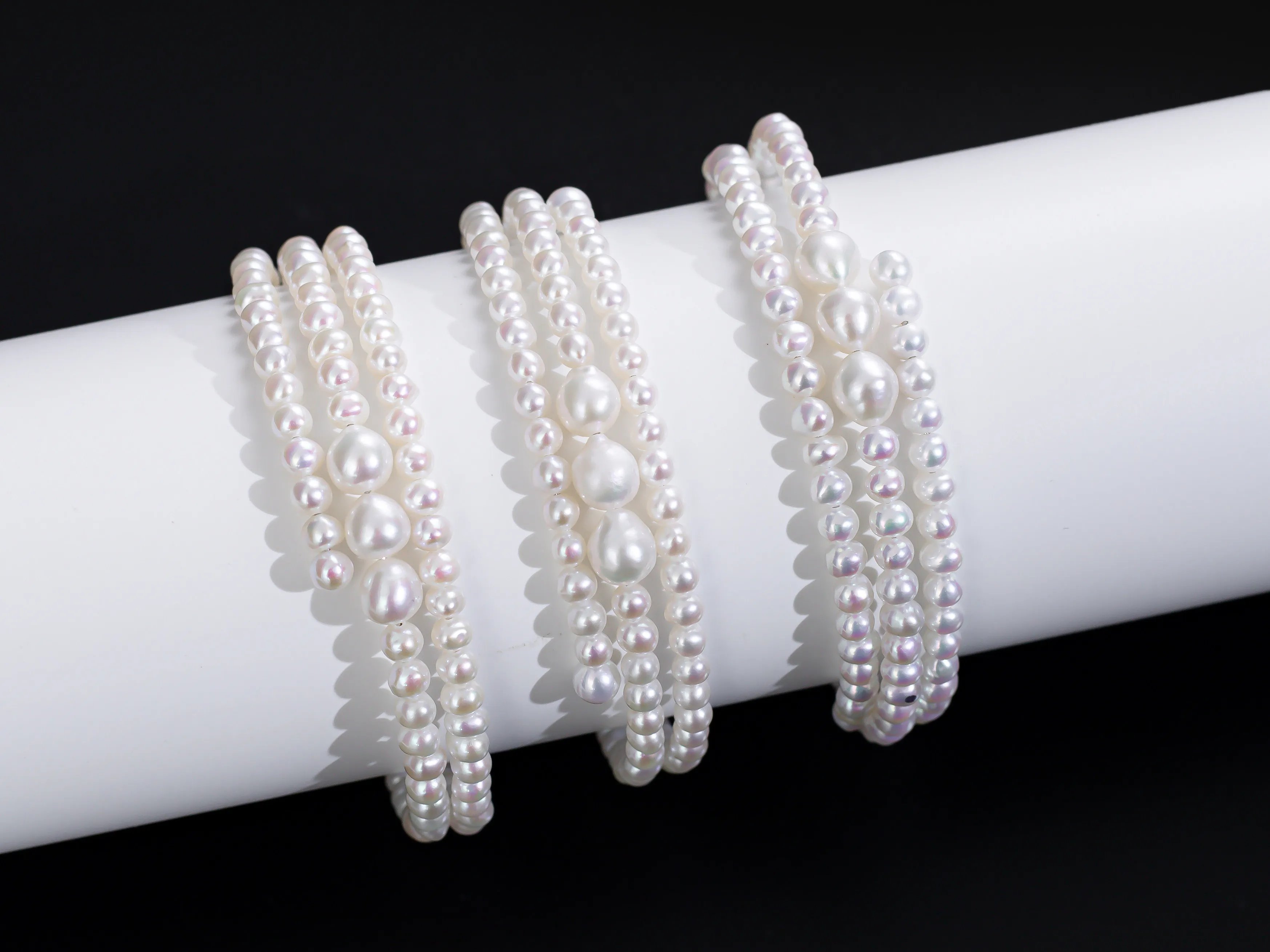 Beautiful Bracelet AAA3-6mm Natural Pearl Multi Loop Bracelet Bracelet