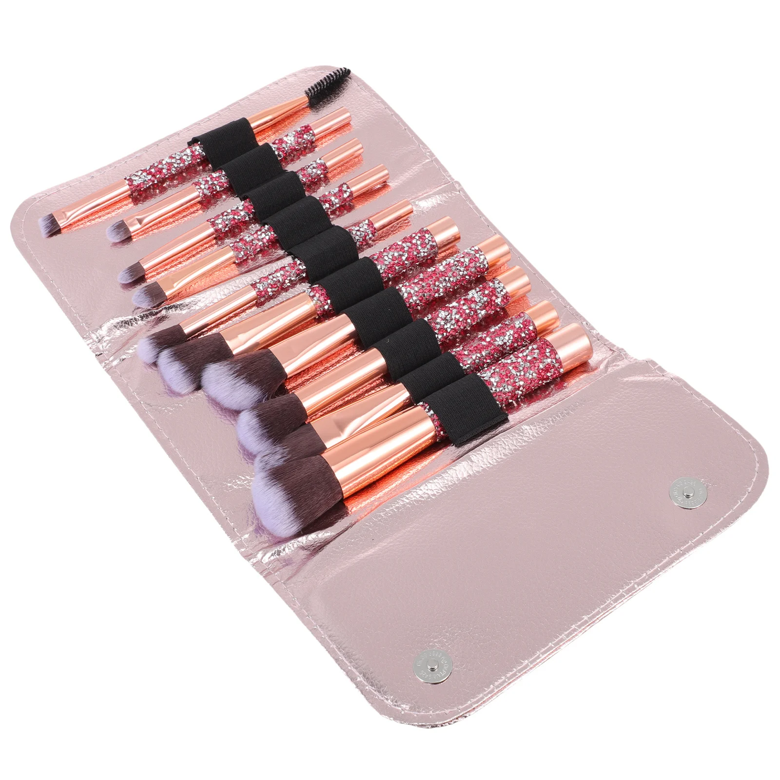 1 ensemble de pinceaux de maquillage en strass, pinceaux portables en fibres artificielles pour le visage, fard à paupières, poudre de Blush, outils de beauté pour femmes